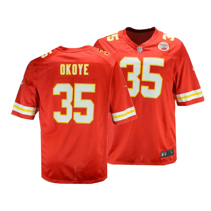 CHIEFS NFL Maillot de joueur retraité Christian Okoye rouge