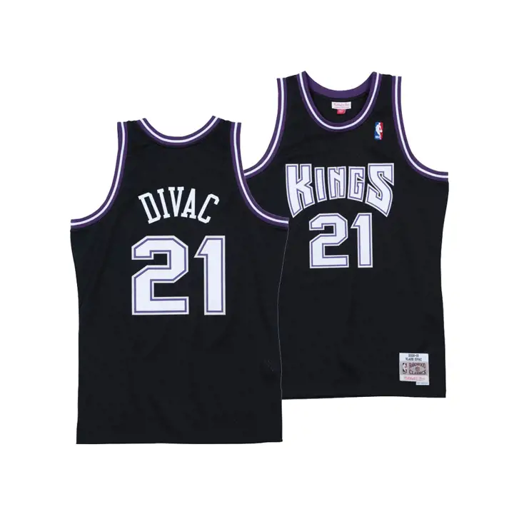 Maillot NBA Swingman M&N Vlade Divac des Sacramento Kings - Noir