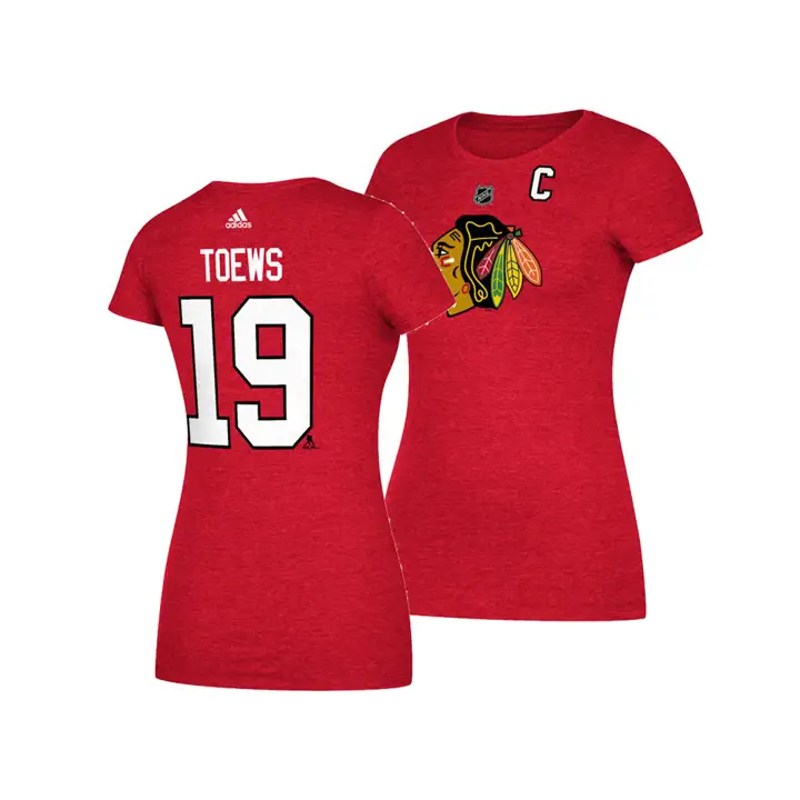 T-shirt de joueuse des Blackhawks de la LNH Jonathan Toews rouge