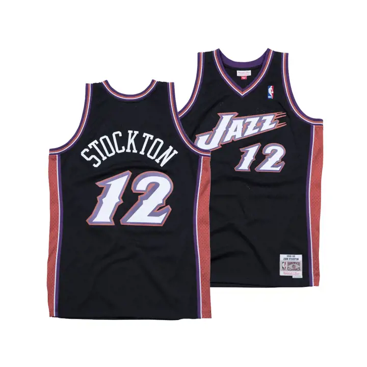 JAZZ NBA Maillot M&N Swingman John Stockton noir/violet