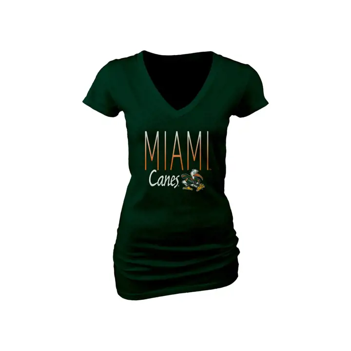 T-shirt décolleté en V ample pour femme NCAA Miami Hurricanes 17 GRN
