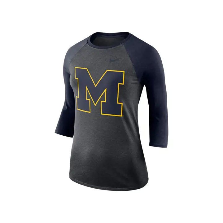 Michigan Wolverines NCAA Femme Dri-Blend Raglan 18 MARINE/C
