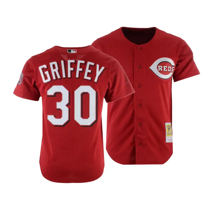 Maillot en mesh authentique des Reds de la MLB M&N BP Ken Griffey Jr. rouge
