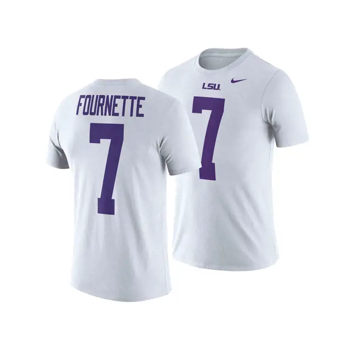 T-shirt à nom et numéro homme LSU NCAA Leonard Fournette blanc