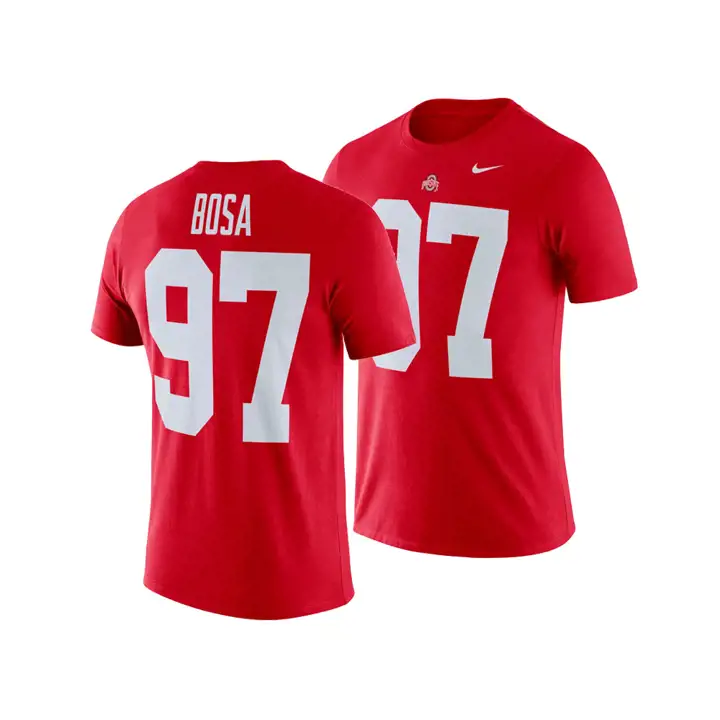 T-shirt universitaire Ohio State NCAA Homme avec nom et numéro Joey Bosa rouge
