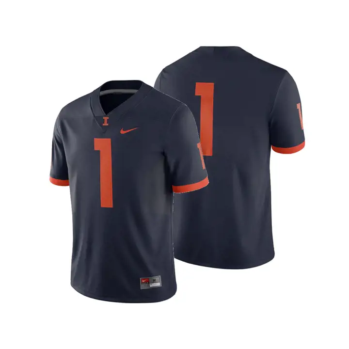 Maillot de match réplique NCAA Football Illinois 18 #1 BLEU MARINE