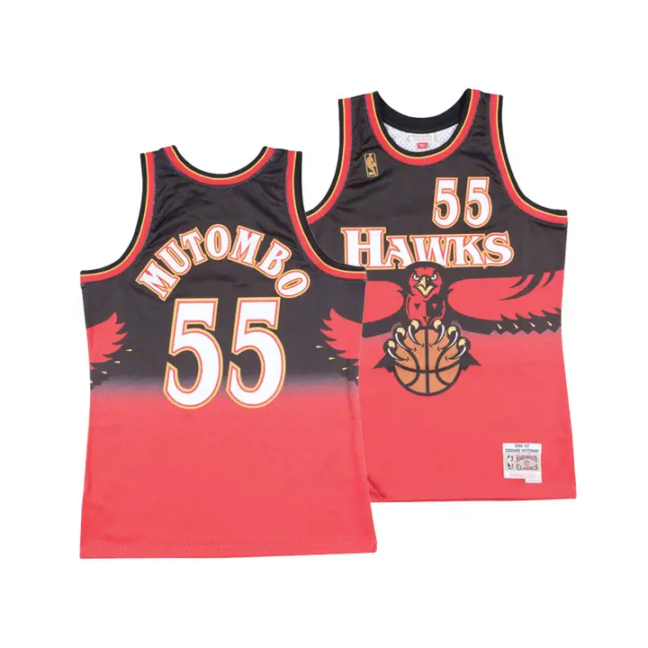 Maillot NBA HAWKS M&N Swingman Dikembe Mutombo noir/rouge