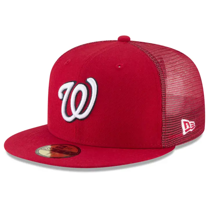 Casquette ajustée 59FIFTY ON FIELD des Nationals de la MLB, dos en maille, rouge