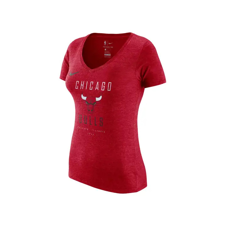 T-shirt col en V Dri pour femme Chicago Bulls NBA 18 ROUGE