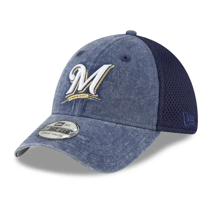 Milwaukee Brewers MLB Jr Hooge Neo 39THIRTY ltnvy/wht