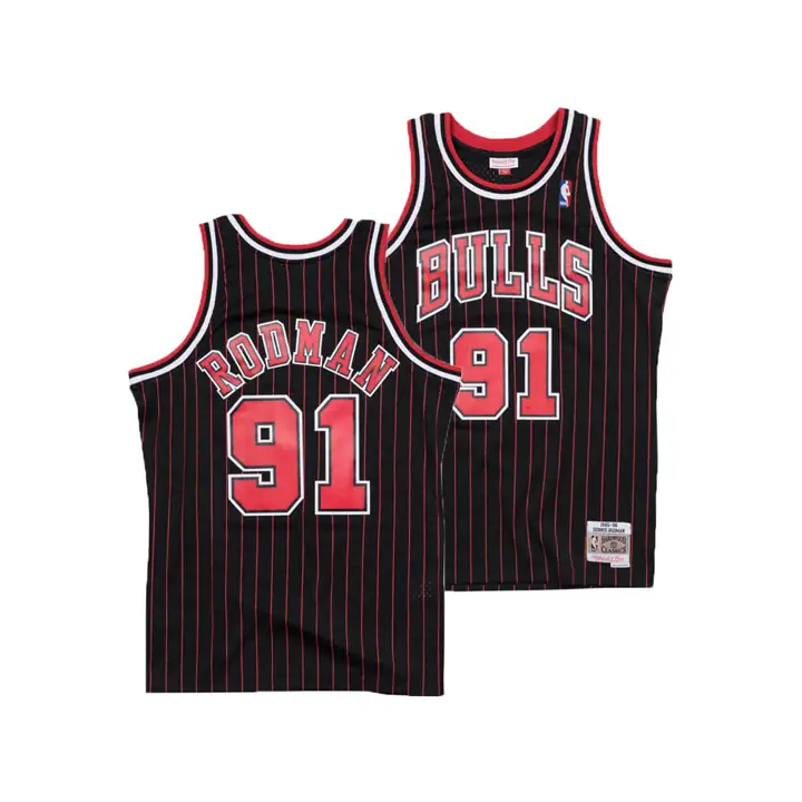 Maillot Swingman NBA Chicago Bulls M&N Dennis Rodman Noir/Rouge