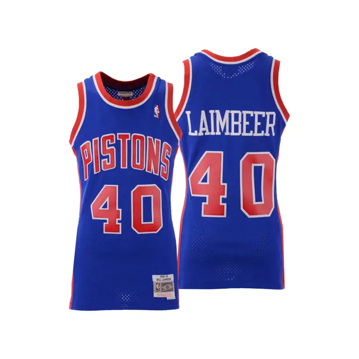 Maillot Swingman PISTONS NBA M&N Bill Laimbeer bleu/rouge