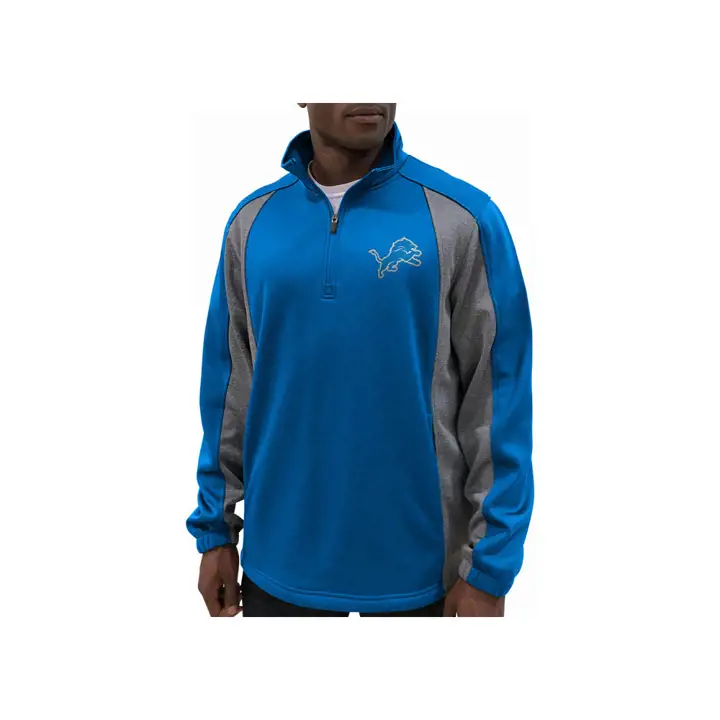 Detroit Lions NFL Penalty Compensee 1/4 Zip BLEU/Gris Fonce
