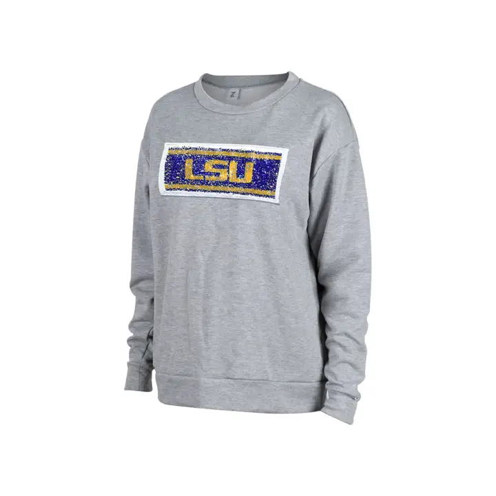 Sweat-shirt réversible à sequins L.S.U. NCAA Femme gris