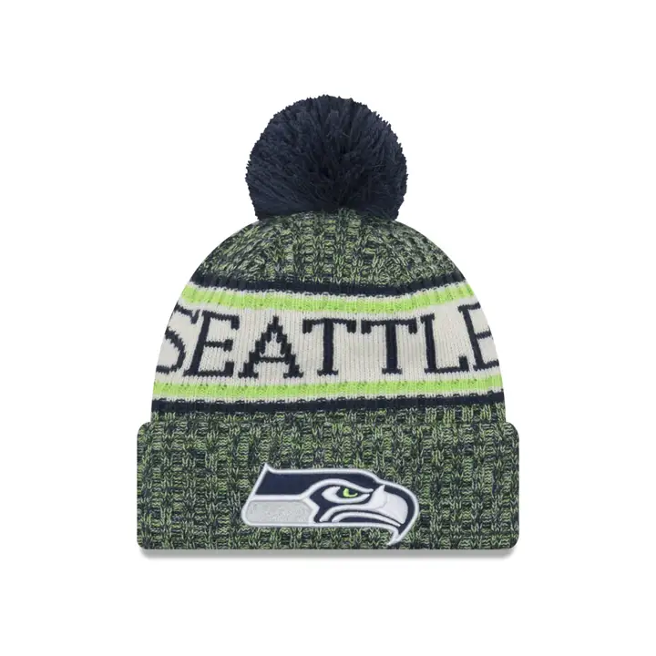 Bonnet Seattle Seahawks 18 NFL tricoté BLEU MARINE/vert lime
