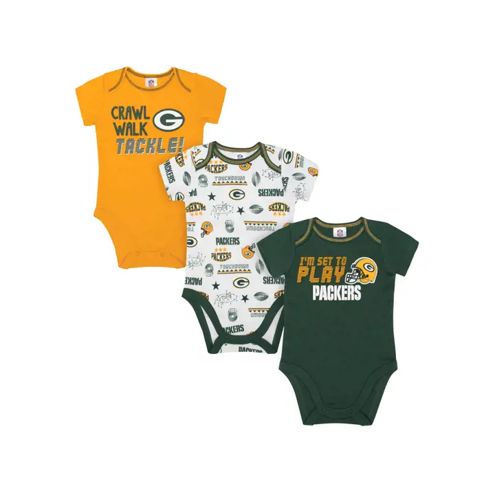 Ensemble 3 pièces body NFL Green Bay Packers pour nouveau-né, 18 mois, vert/gris/blanc