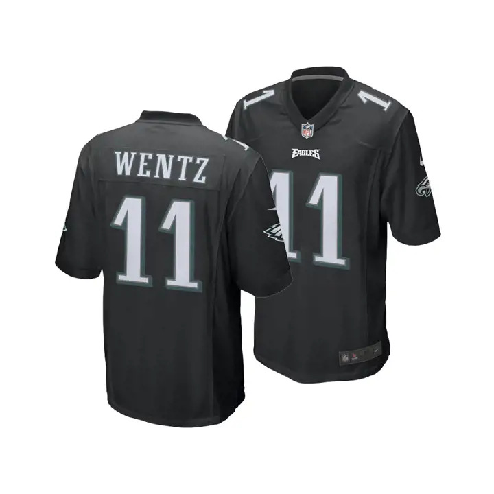 Maillot de match NFL Eagles Chase Carson Wentz blk