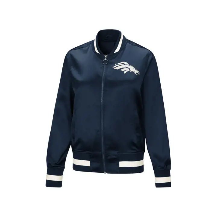 Veste de style aviateur NFL pour femme Denver Broncos Touch Satin 18  NAV