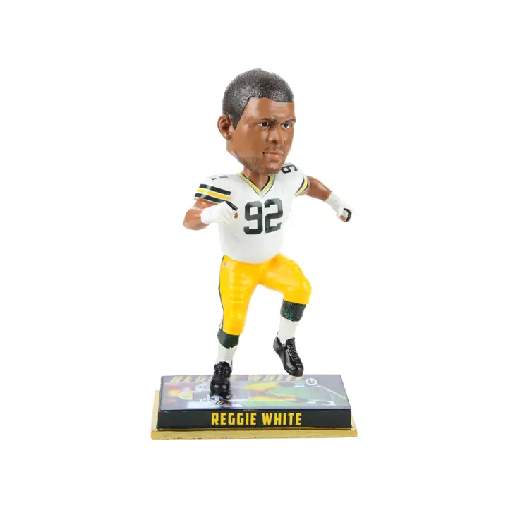 Figurines à tête branlante de joueur retraité Reggie White des Green Bay Packers de 8 pouces