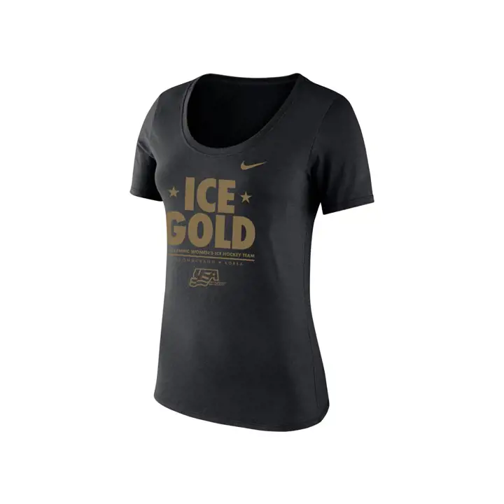T-shirt noir Jeux Olympiques Femme USA GOLD GLACE