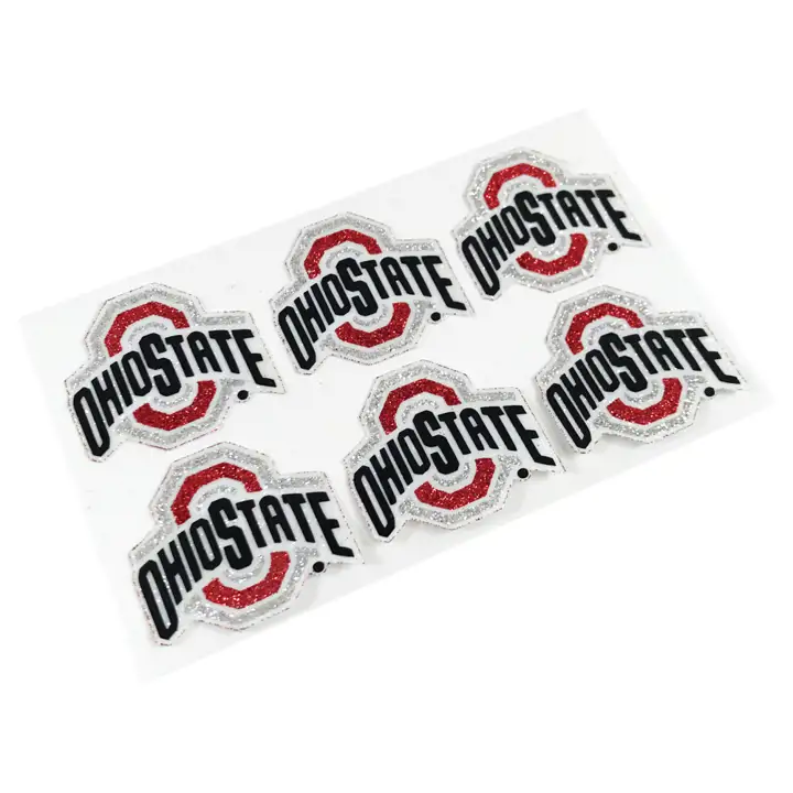 Ohio State Buckeyes NCAA Décalcomanies à paillettes ROUGE/noir/blanc