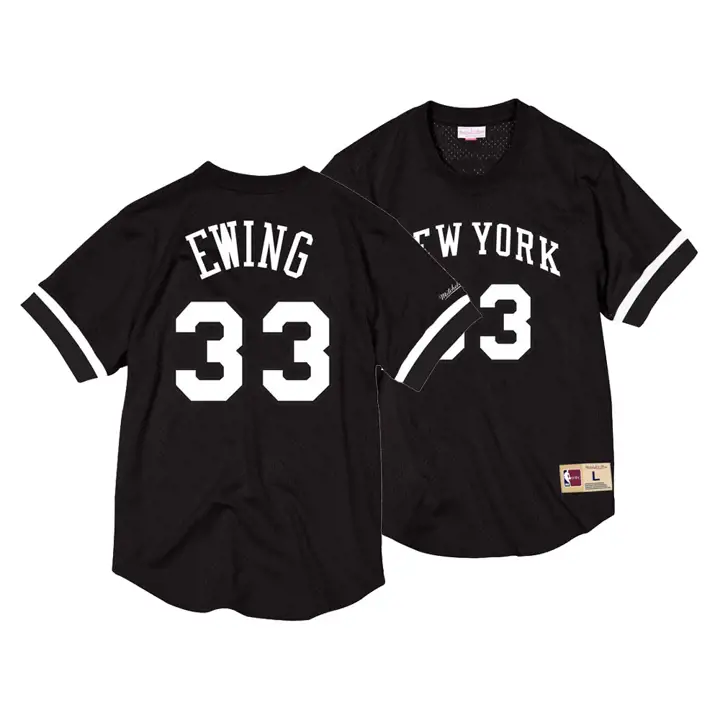 New York Knicks MN maille N&N col rond Patrick Ewing NOIR/BLANC