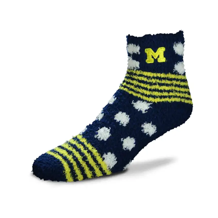 Chaussette douce Wolverines du Michigan pour la maison NAVY/jaune