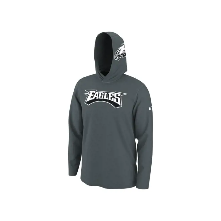 T-shirt à manches longues en coton Dri-Fit à capuche et casque NFL Philadelphia Eagles