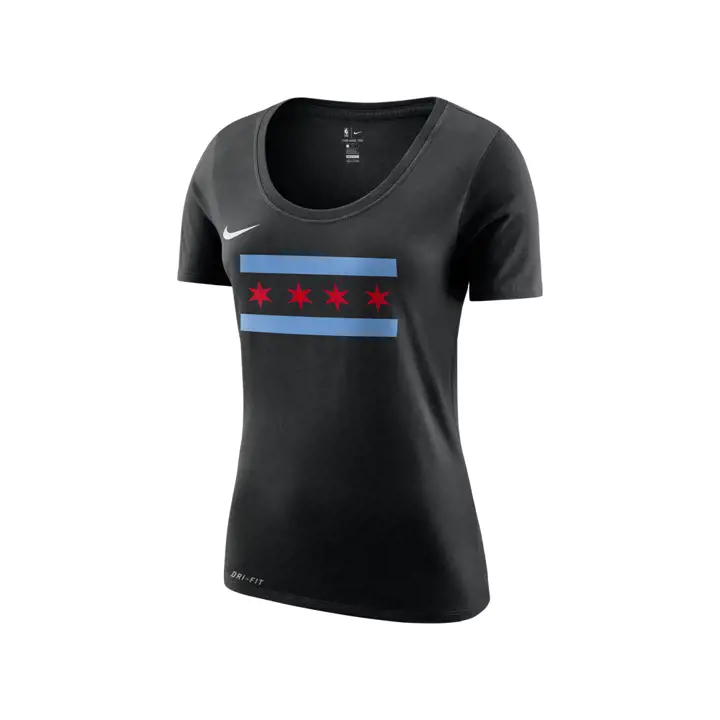 Chicago Bulls NBA T-Shirt Femme avec Logo CE 18 Noir BLK