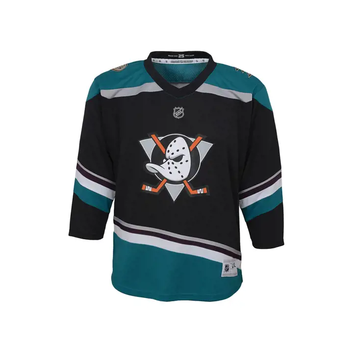 Maillot Anaheim Ducks NHL Youth Alt vierge réplique  NOIR/bleu sarcelle
