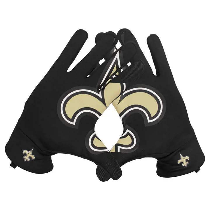 Nouveaux gants de supporter Nike NFL des Saints de la Nouvelle-Orléans 18 BLK/GL
