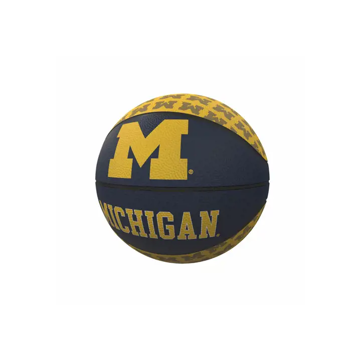 Mini-ballon de basket en caoutchouc avec logo répété des Michigan Wolverines