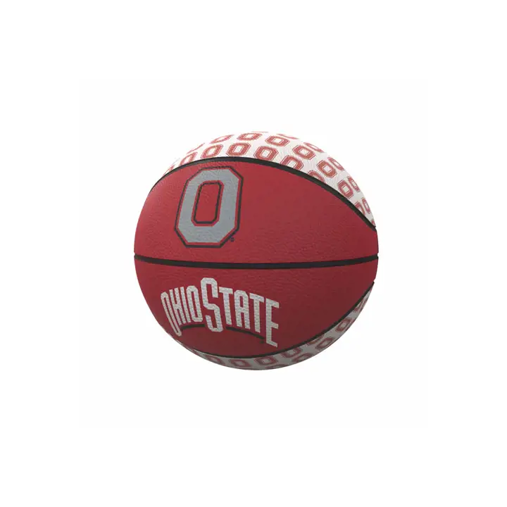 Mini-ballon de basket en caoutchouc avec logo répété des Buckeyes de l'Ohio State