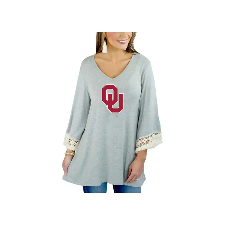 Tunique femme dentelle NCAA Oklahoma Sooners 18 GRIS