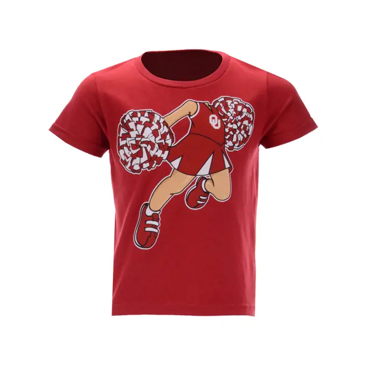 T-shirt de cheerleading pour petites filles Oklahoma Sooners NCAA avec pompon 18