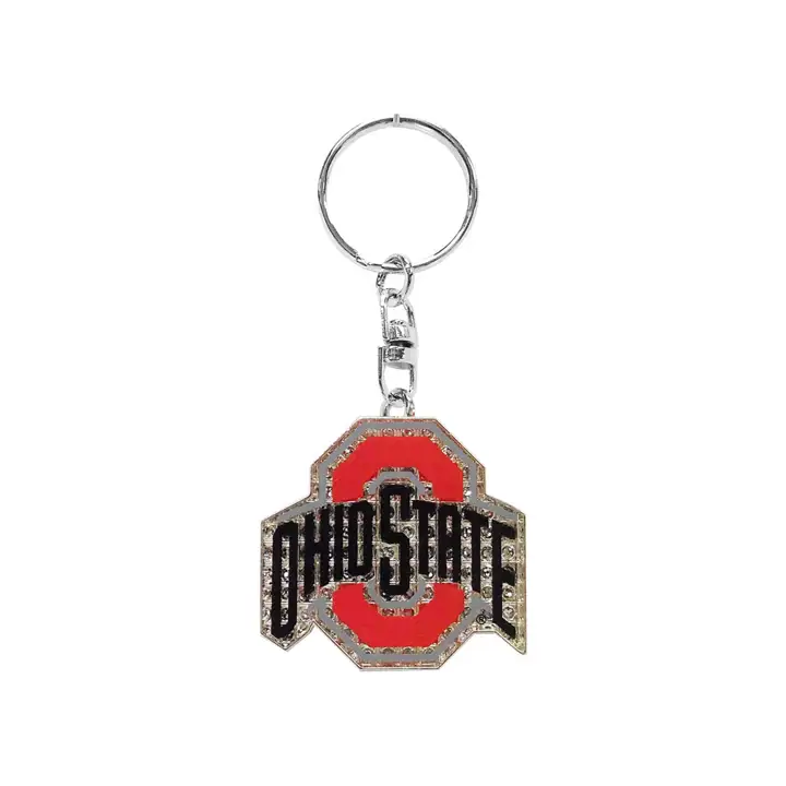 Porte-clés diamant Ohio State Buckeyes NCAA Shanghaï argent/rouge
