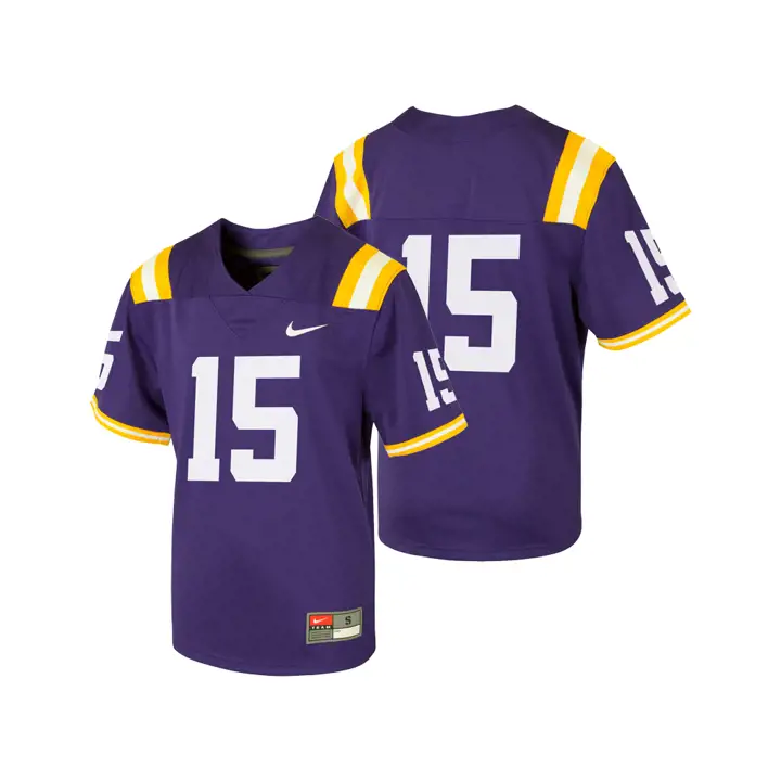 Maillot de football L.S.U. NCAA Replica Youth #15 VIOLET