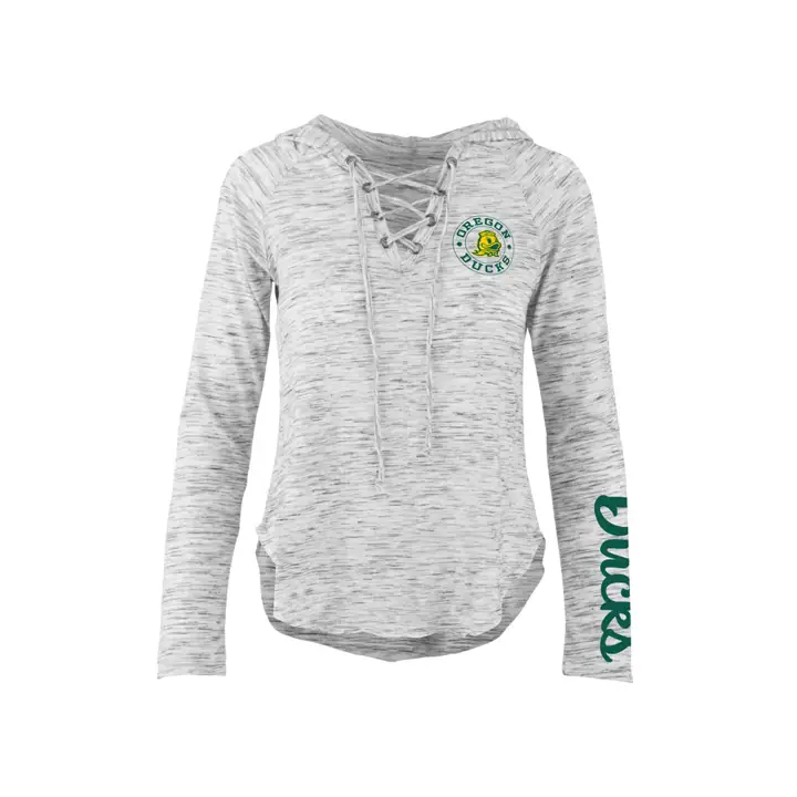 Oregon Ducks NCAA Femme Spacedye Lacets Manches Longues T-Shirt 18 GR