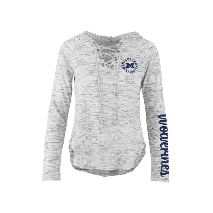 T-shirt à manches longues lacet et en maille chinée NCAA Michigan Wolverines pour femme
