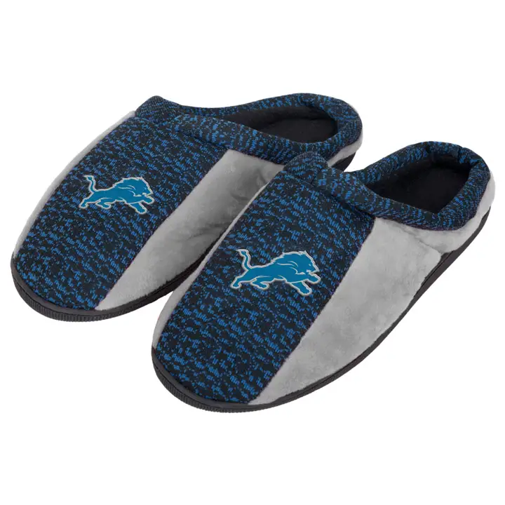 Detroit Lions Poly Knit Cup Sole Slipper Boxed 18 blk marine/g