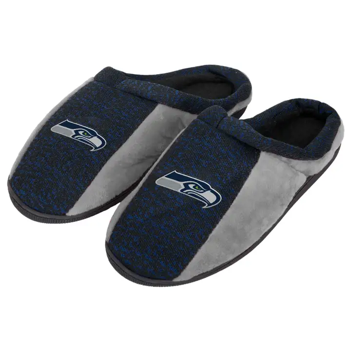 Seattle Seahawks Chaussons poly tricotés semelle cuvette, emballés 18 blk nav