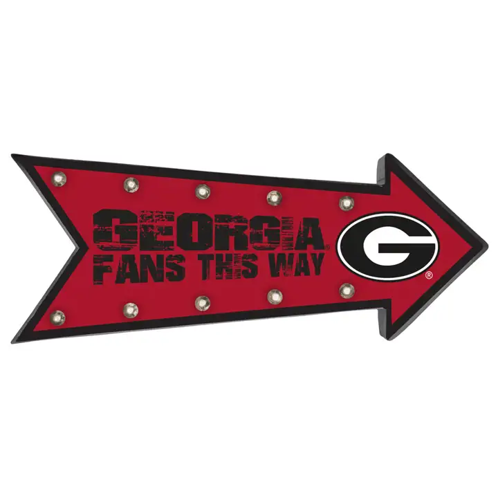 Enseigne lumineuse fléchée Georgia Bulldogs rouge/noir