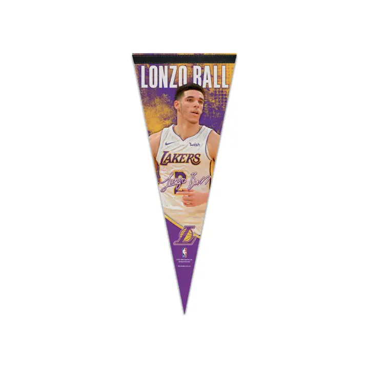 Fanion de joueur Premium Lonzo Ball Los Angeles Lakers 12x30