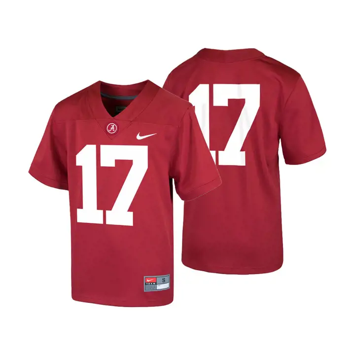 Alabama NCAA Youth Replica FB Game Jersey 18   crim