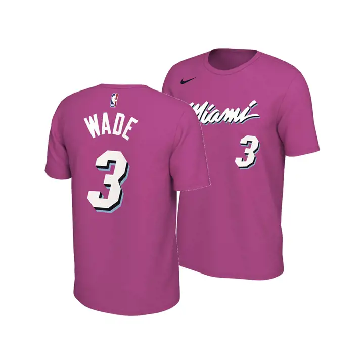 MIAMI HEAT NBA CITY FLIP PLAYER TEE 18 DWYANE WADE Rose PNK