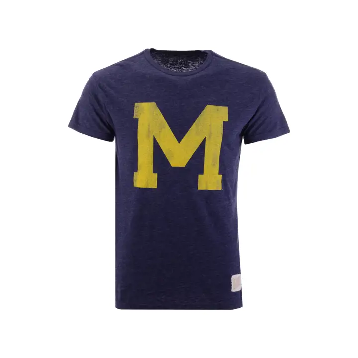 T-shirt chiné avec logo rétro NCAA Michigan Wolverines BLEU MARINE