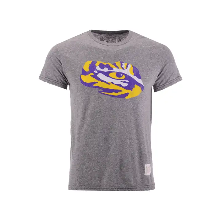 T-shirt Rétro L.S.U. NCAA Logo Tri-Blend Gris chiné