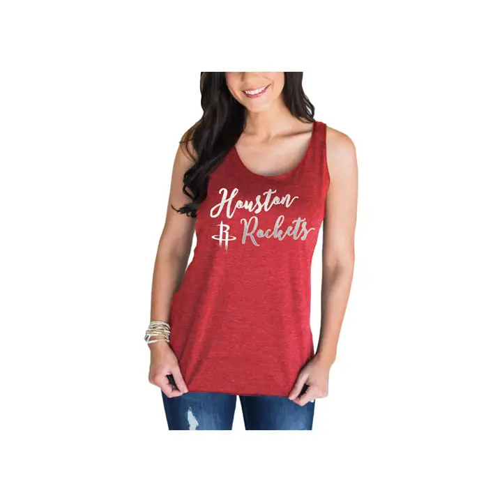 Débardeur ROCKETS NBA Script Foil pour femme 18 rouge/argent
