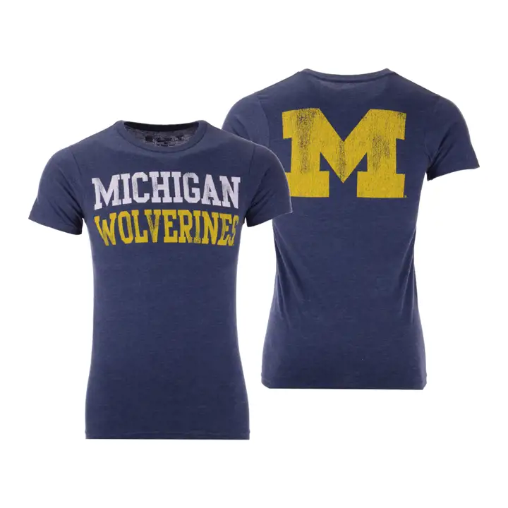 T-shirt Michigan Wolverines NCAA en tissu mélangé double épaisseur, motif superposé