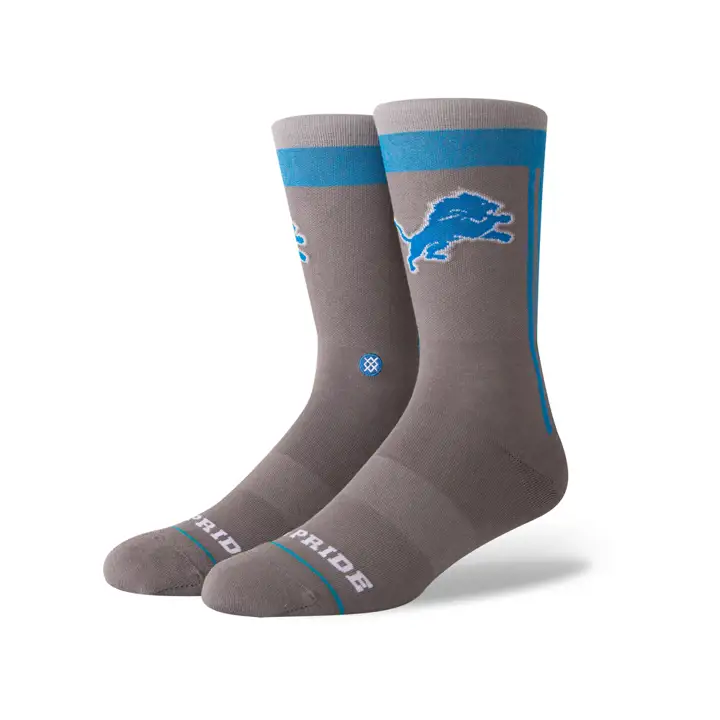 Chaussettes crew Detroit Lions NFL Spirit à rayures grises/bleues
